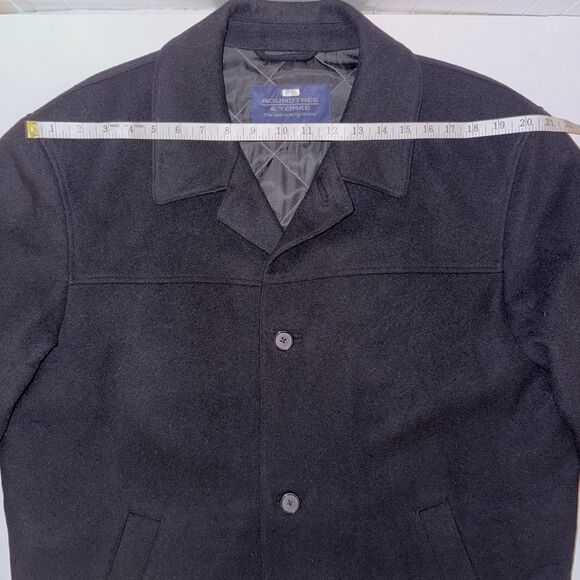 Roundtree & Yorke Men's Wool Overcoat Jacket Collared Button Front Coat Black L - Picture 9 of 15